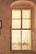 Caspar David Friedrich View of the Artist's Studio Right Window (mk10) Norge oil painting reproduction